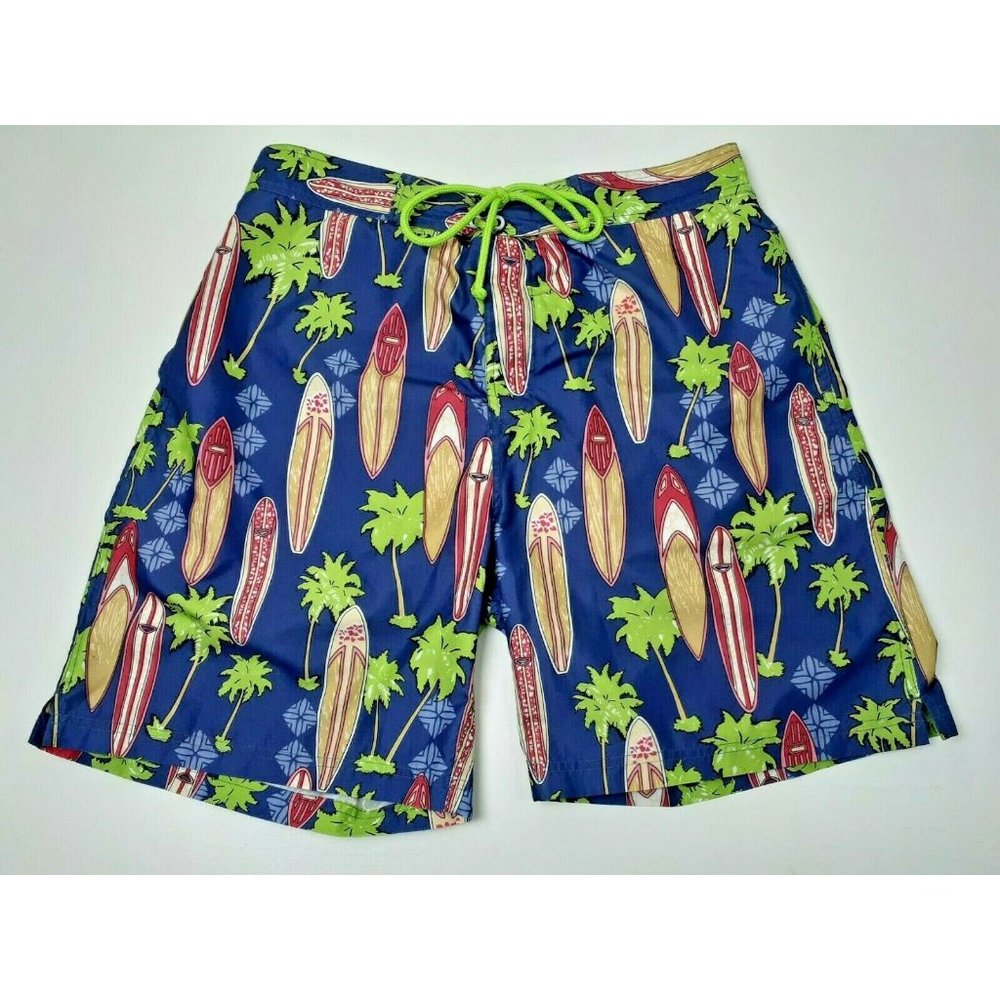 Men's Tailorbyrd Size Large Blue/Multi Surfboard Print Board Shorts/Trunks GUC